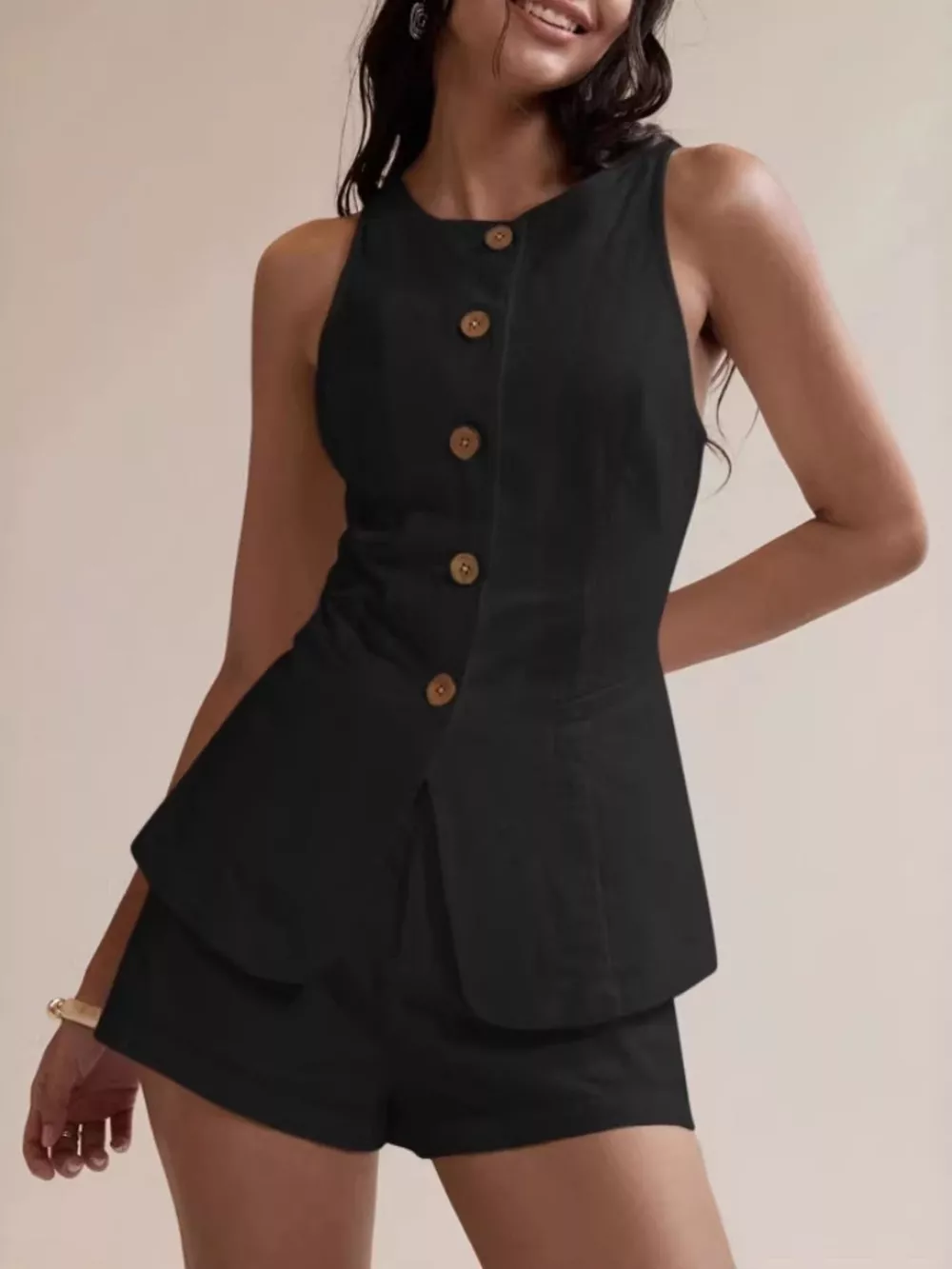 Button-Down Sleeveless Top and Shorts Set, image 16