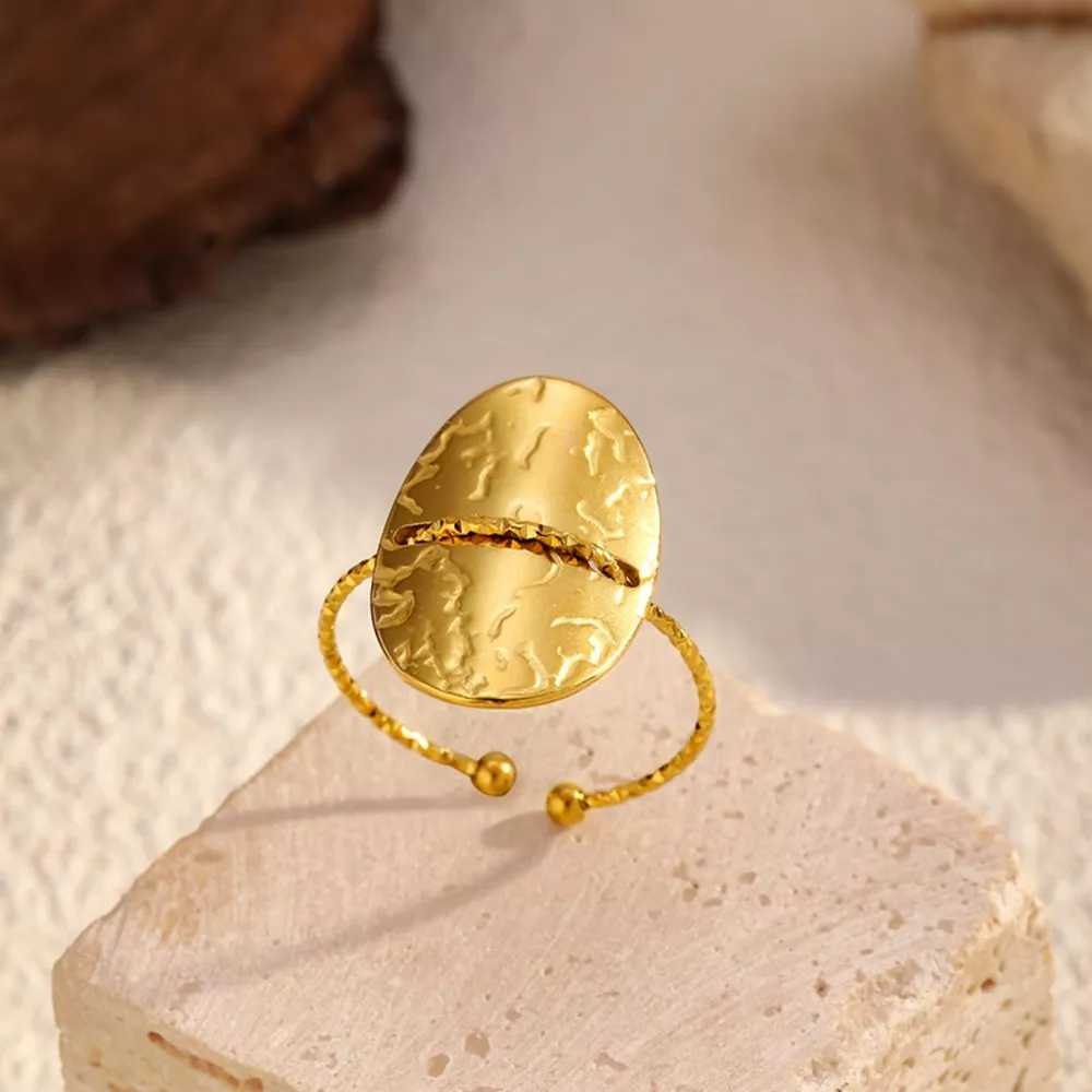 Hammered Disc Open Ring, image 4