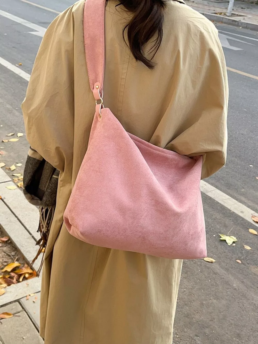 Suede Hobo Shoulder Bag, image 4