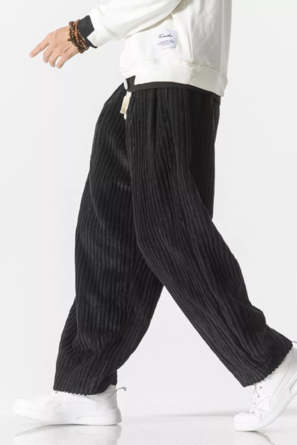 Men's Plus Size Corduroy Wide Leg Casual Pants, image 5