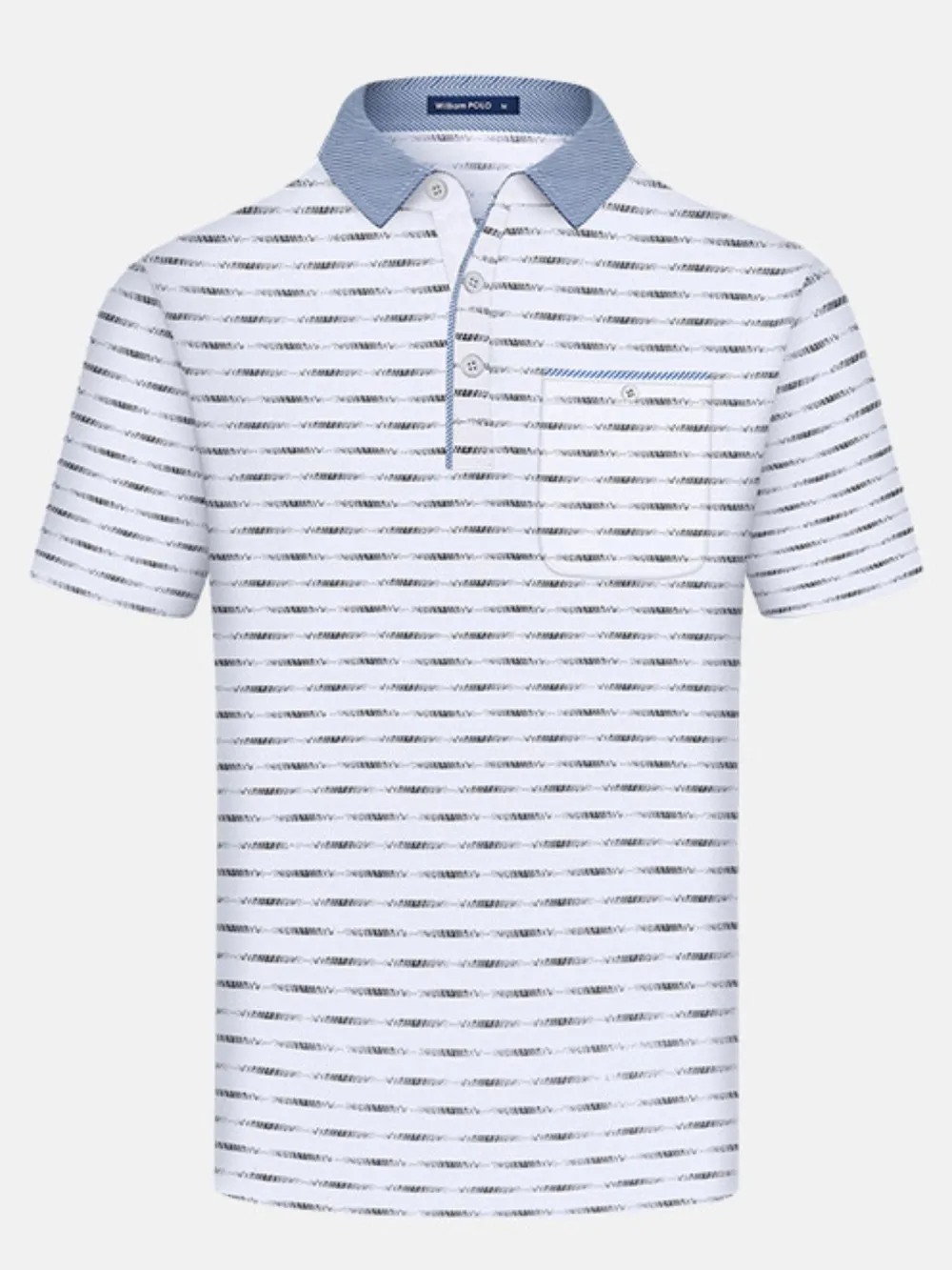 Men's Plus Size Classic Striped Polo Shirt with Contrast Collar, image 5