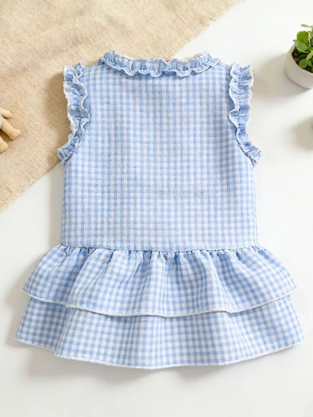 Children's Ruffled Gingham Sleeveless Dress, image 6