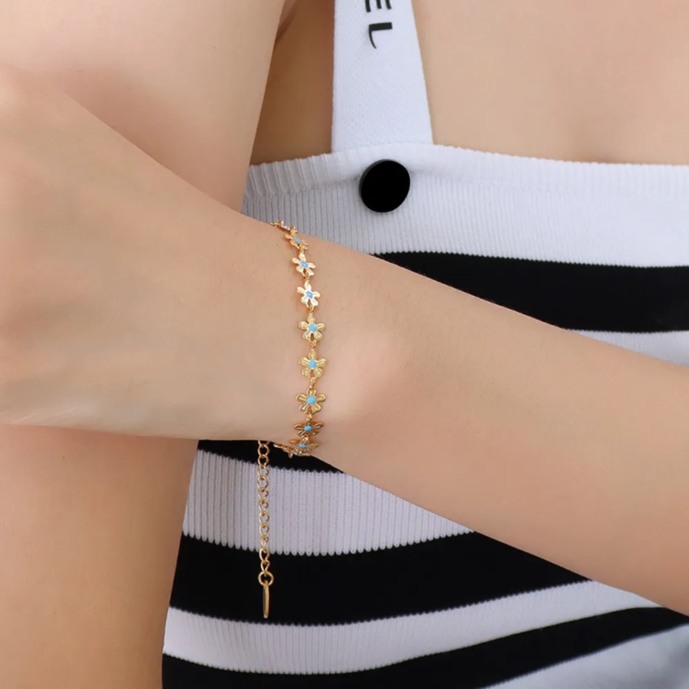 Titanium Steel Drip Oil Flower Bracelet, image 3
