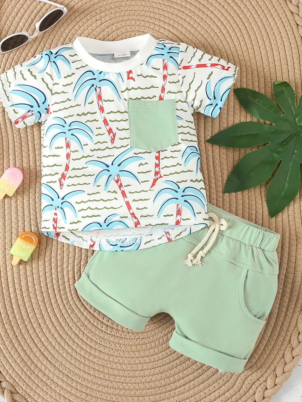 Children's Palm Tree Print T-Shirt and Shorts Set, image 6