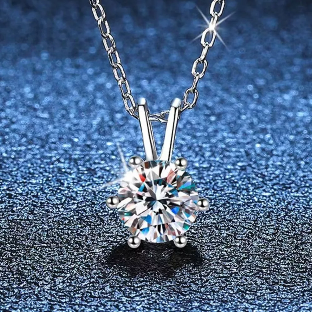2 Carat Moissanite 925 Sterling Silver Pendant Necklace, image 3