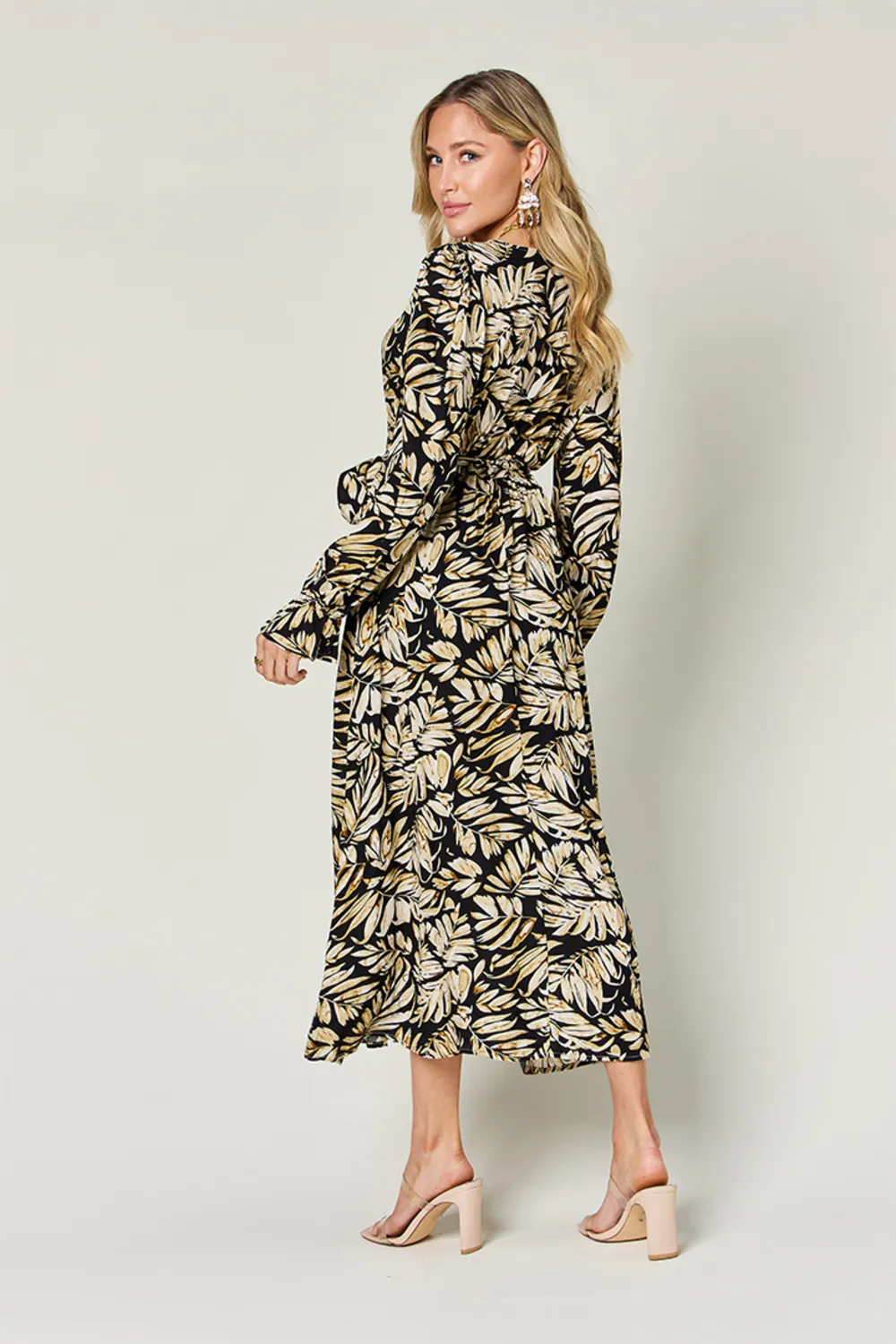 Full Size Tie Back Flounce Sleeve Dress, image 4