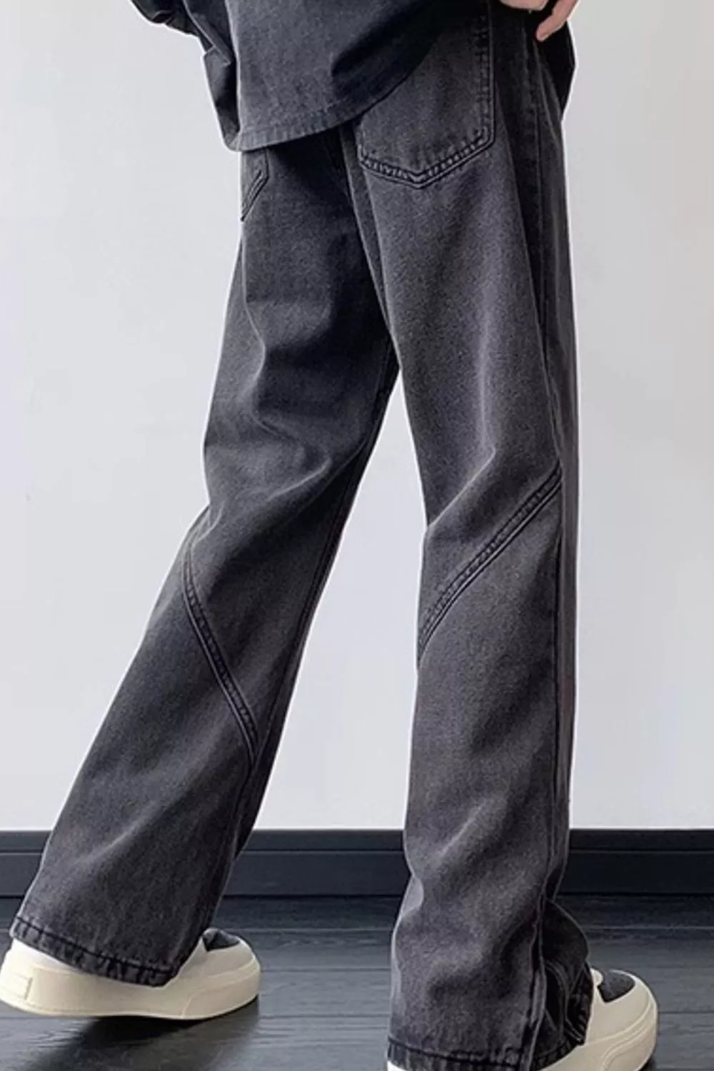 Men's Full Size Vintage Wash Wide Leg Jeans Plus Size