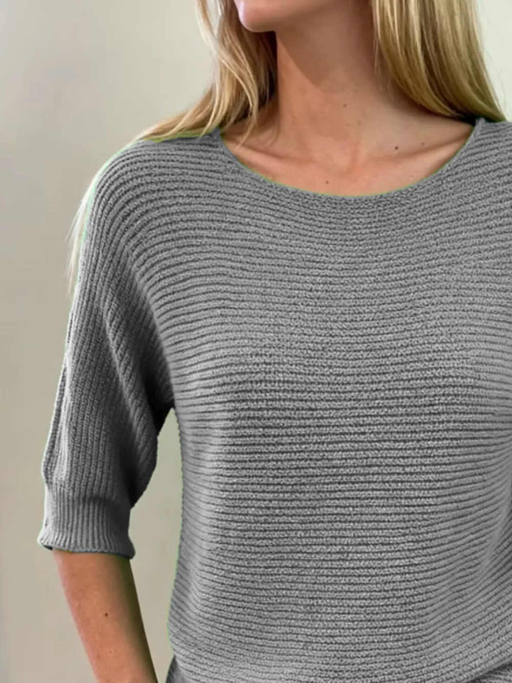 Full Size Ribbed Knit Round Neck Sweater Plus Size, image 7