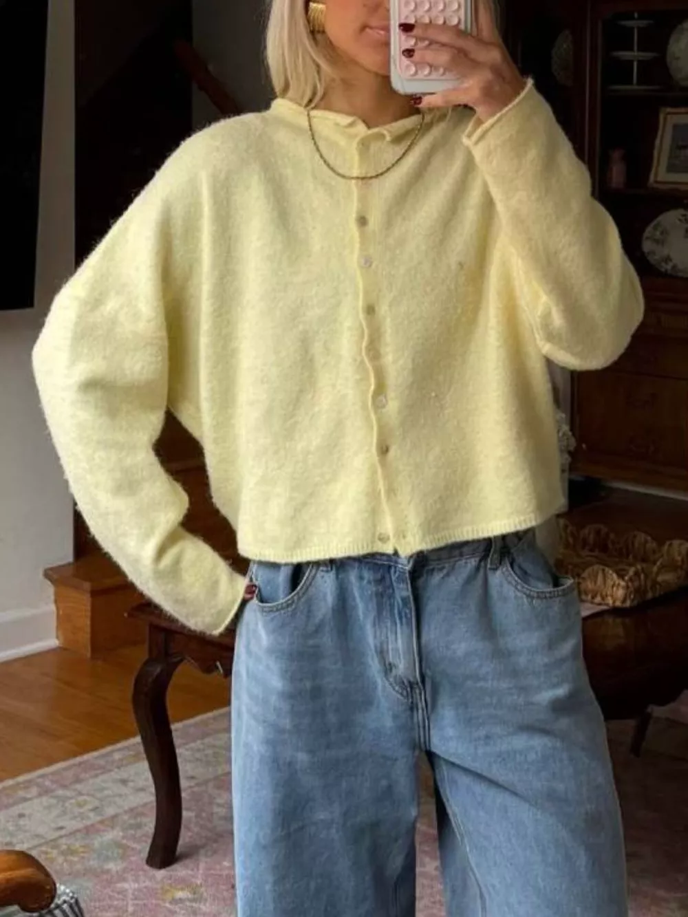 Button-Down Dropped Shoulder Cardigan, image 9