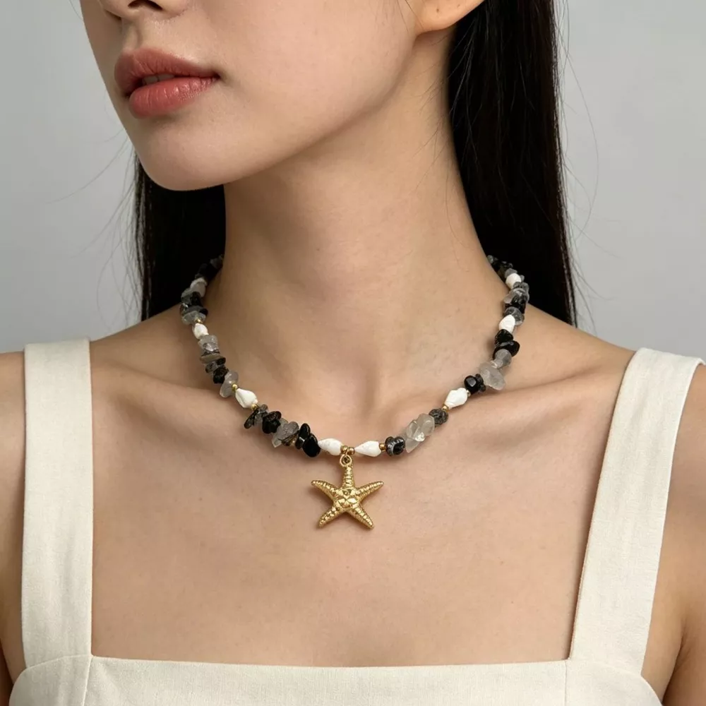Bohemian Starfish Pendant Collarbone Necklace, image 2