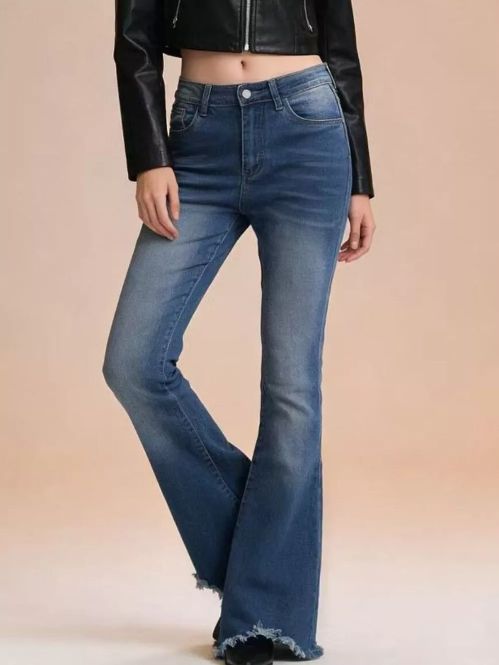 Raw Hem High-Waisted Flare Jeans, image 3