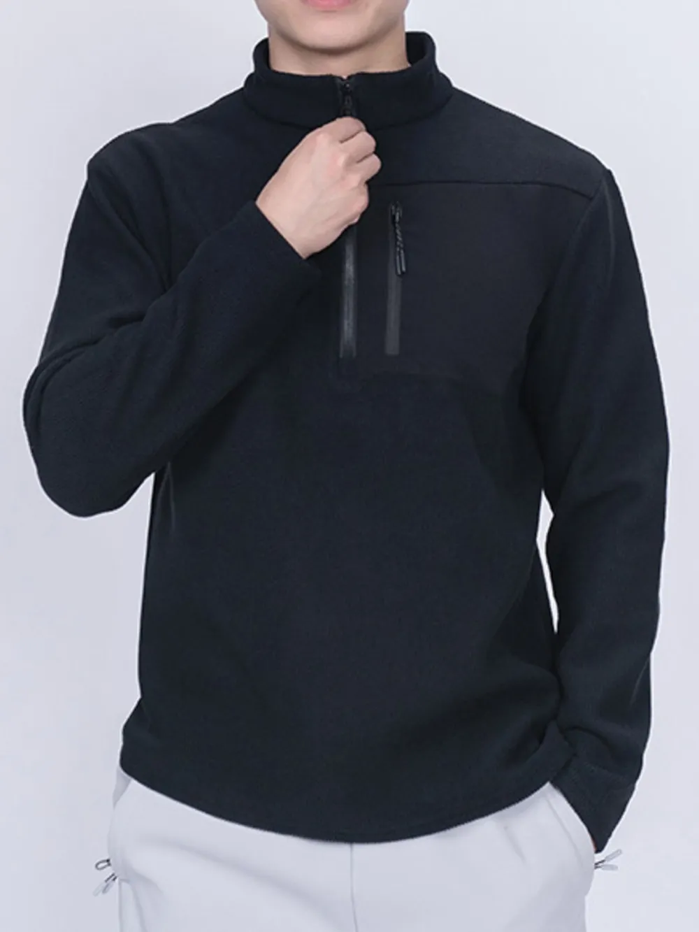 Men's Plus Size Half-Zip Fleece Sweatshirt with Chest Pocket, image 2