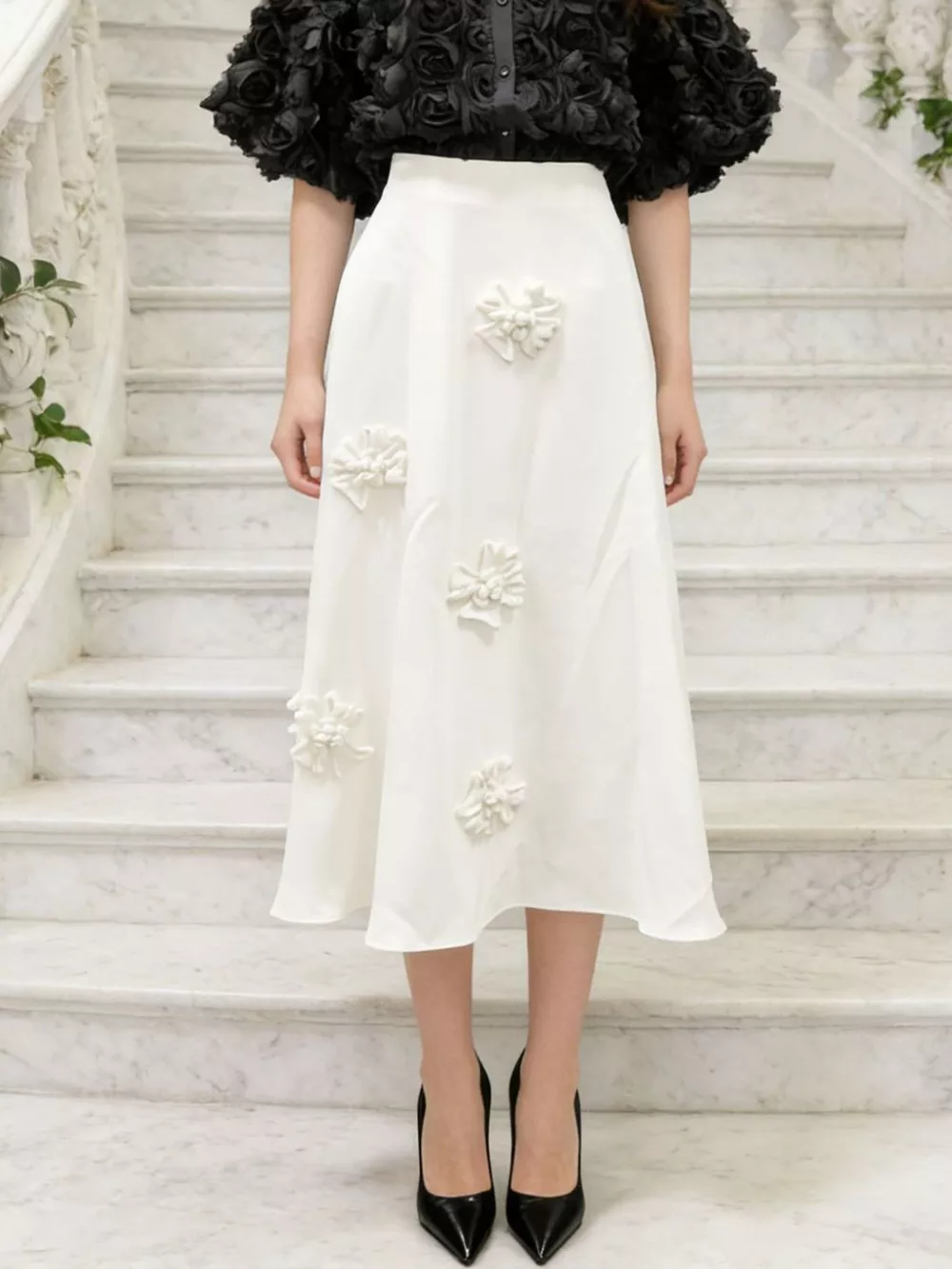 Floral Embellished Midi Skirt, image 3