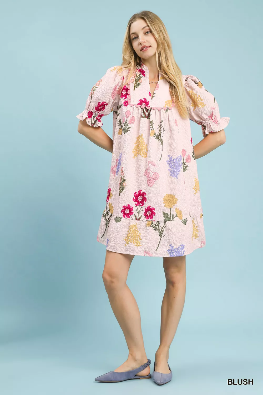 Multi Flower Print V-Neck Dress, image 4