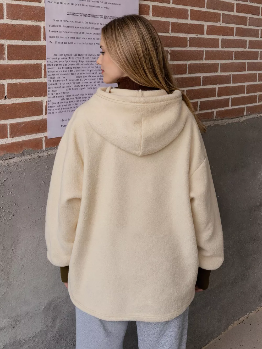 Drawstring Sherpa Kangaroo Pocket Hoodie, image 3