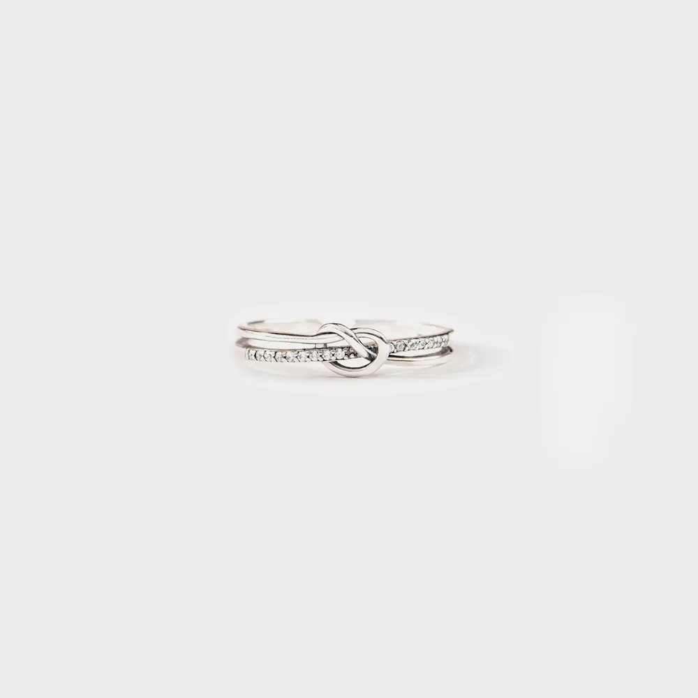 925 Sterling Silver Double-Layered Knot Ring, image 3