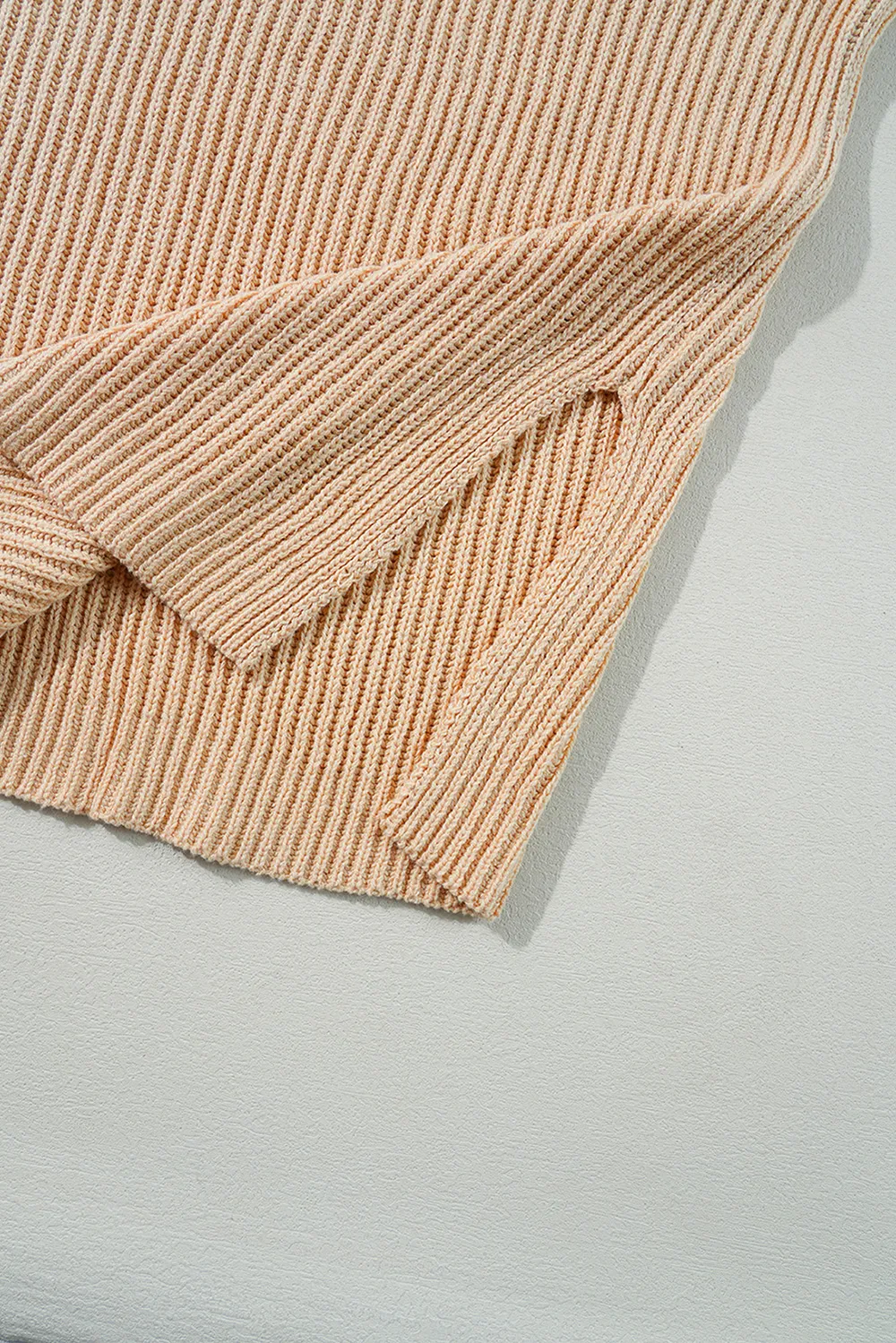 Side Slit Round Neck Long Sleeve Sweater, image 2