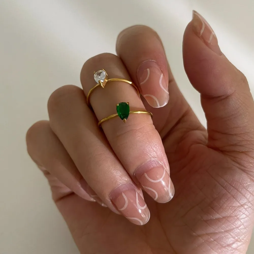 2-Piece 18K Gold-Plated Inlaid Zircon Open Ring, image 6