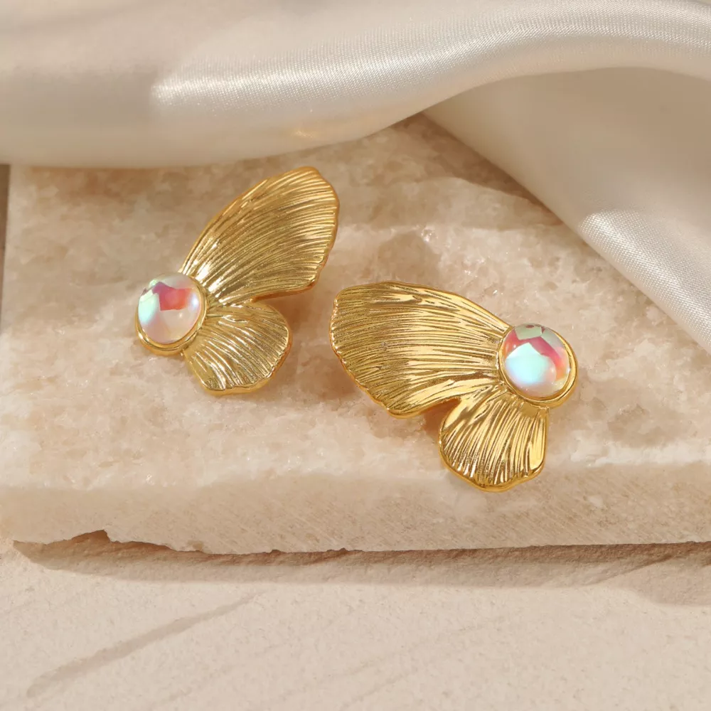 18K Gold-Plated Butterfly Wing Earrings, image 4