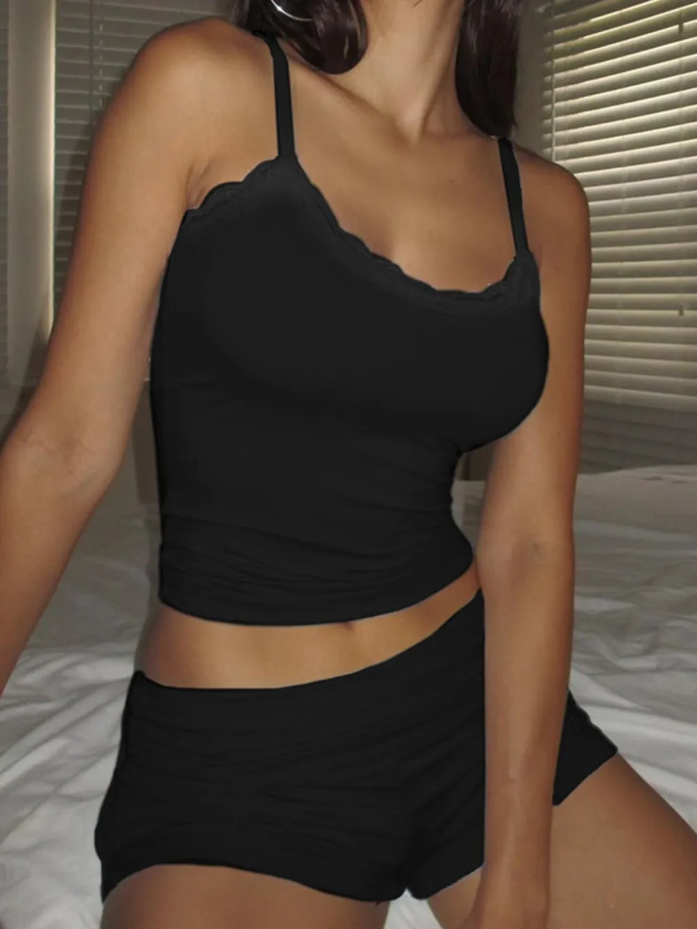 Lace Detail Scoop Neck Cami and Shorts Set, image 10
