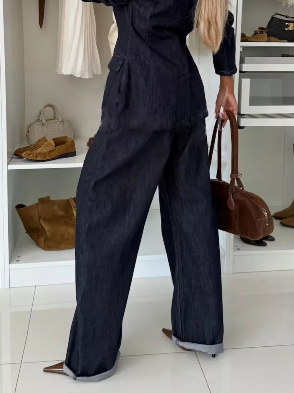 High-Waisted Wide-Leg Washed Jeans, image 4