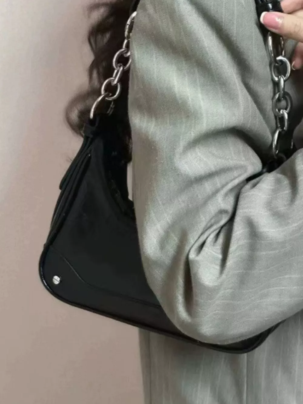 Leather Chain Strap Shoulder Bag, image 6
