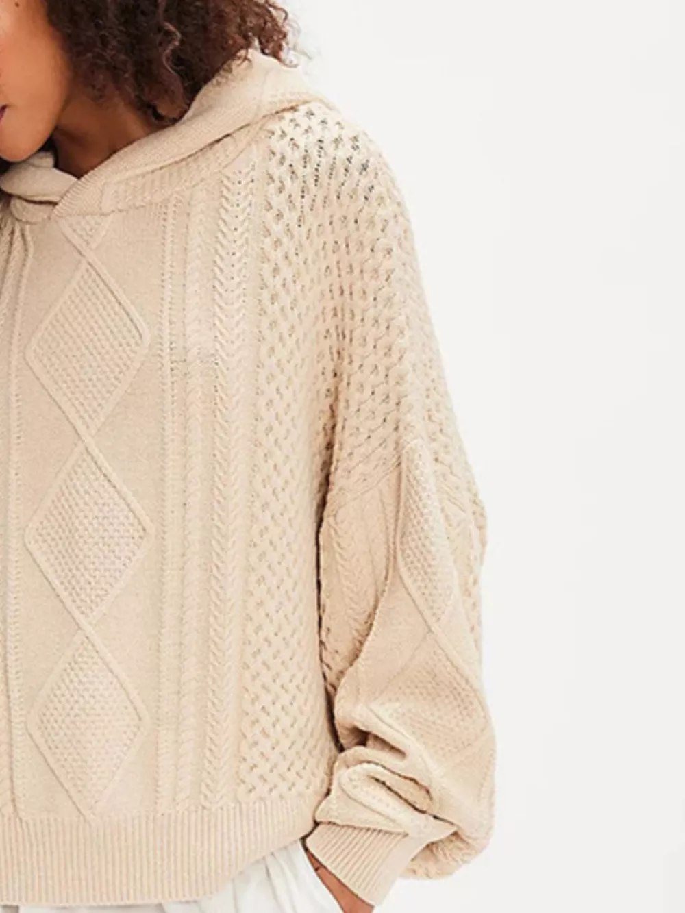 Texture Knit Long Sleeve Hooded Sweater, image 2