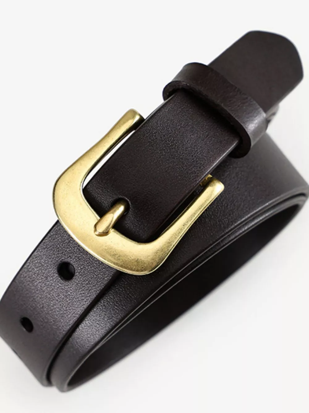 Leather Belt with Golden Buckle, image 2