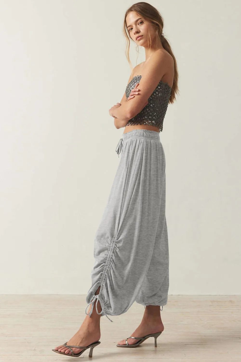 Drawstring Ruched Pants, image 2