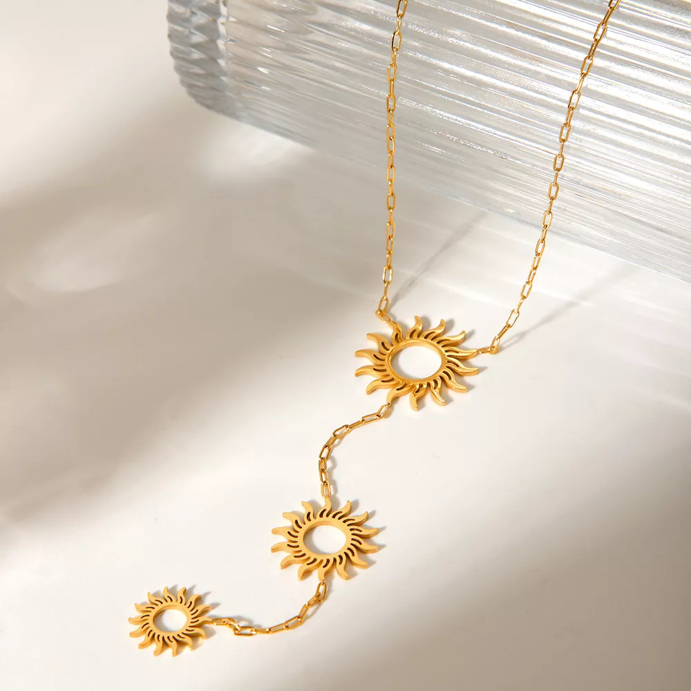 18K Gold-Plated Sun Pendant Necklace, image 6