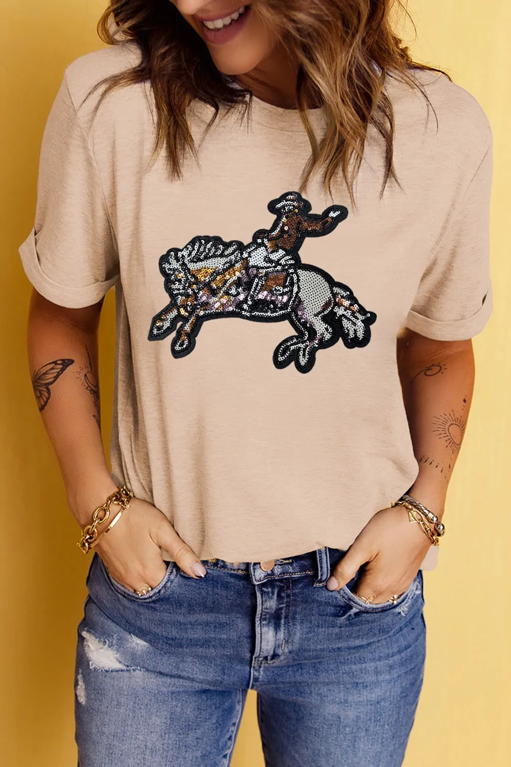 Sequin Rodeo Graphic Crewneck Tee, image 2