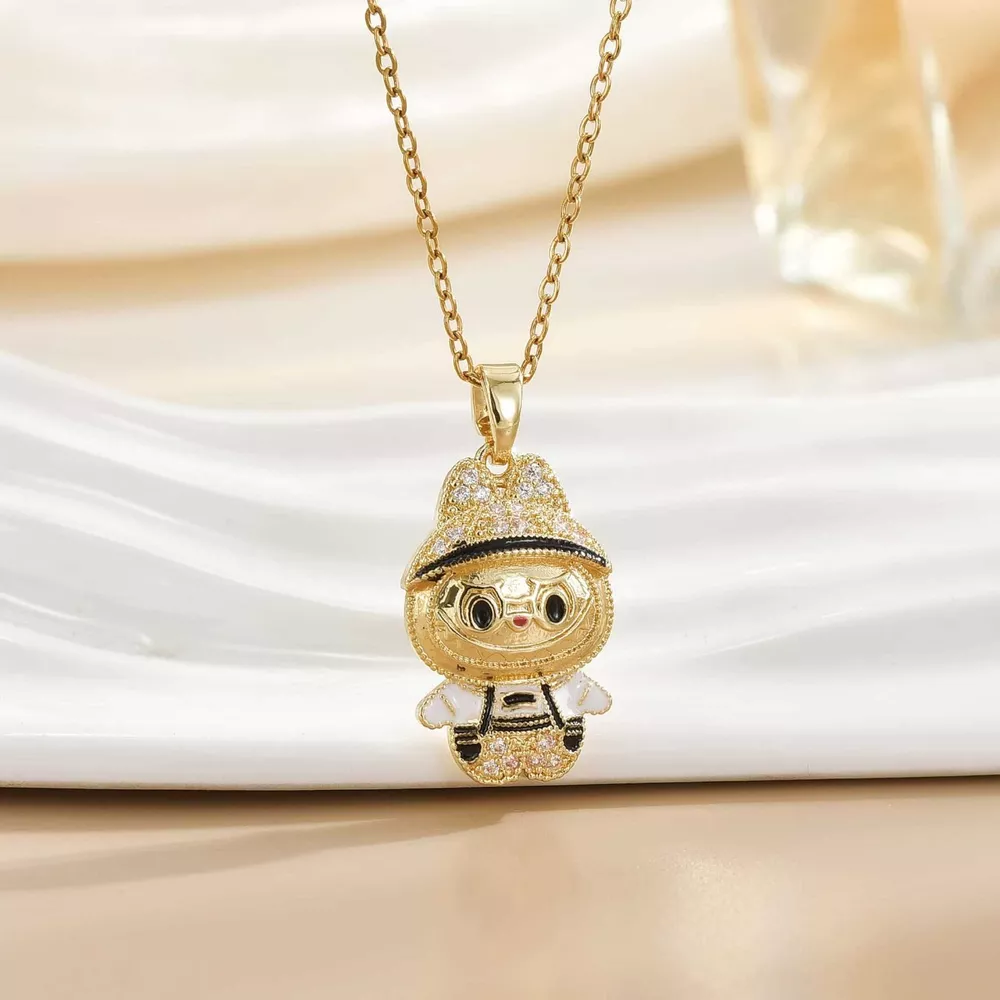 18K Gold-Plated Cartoon Character Pendant Necklace
