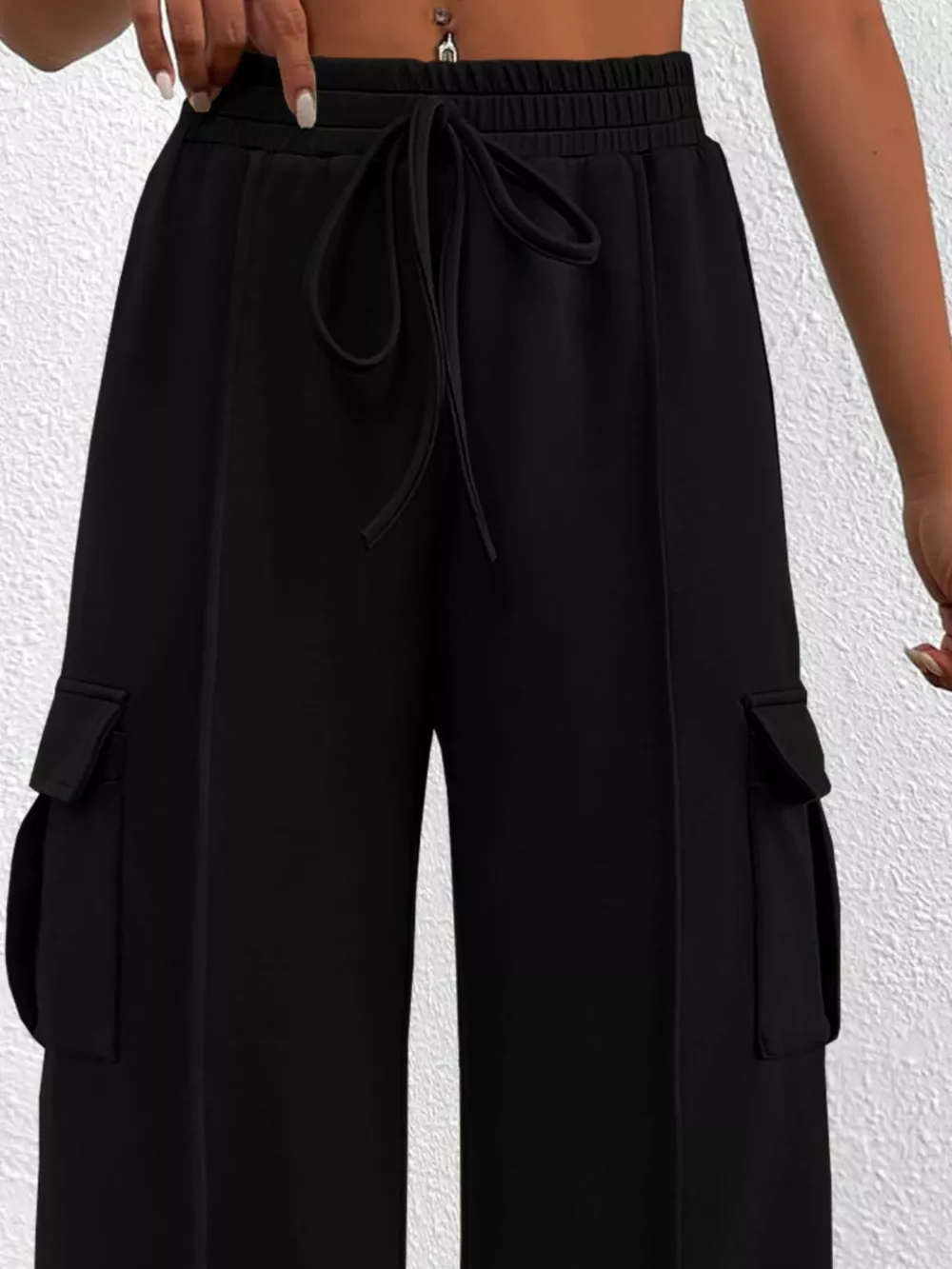 Casual High Waist Cargo Pants with Drawstring, image 18