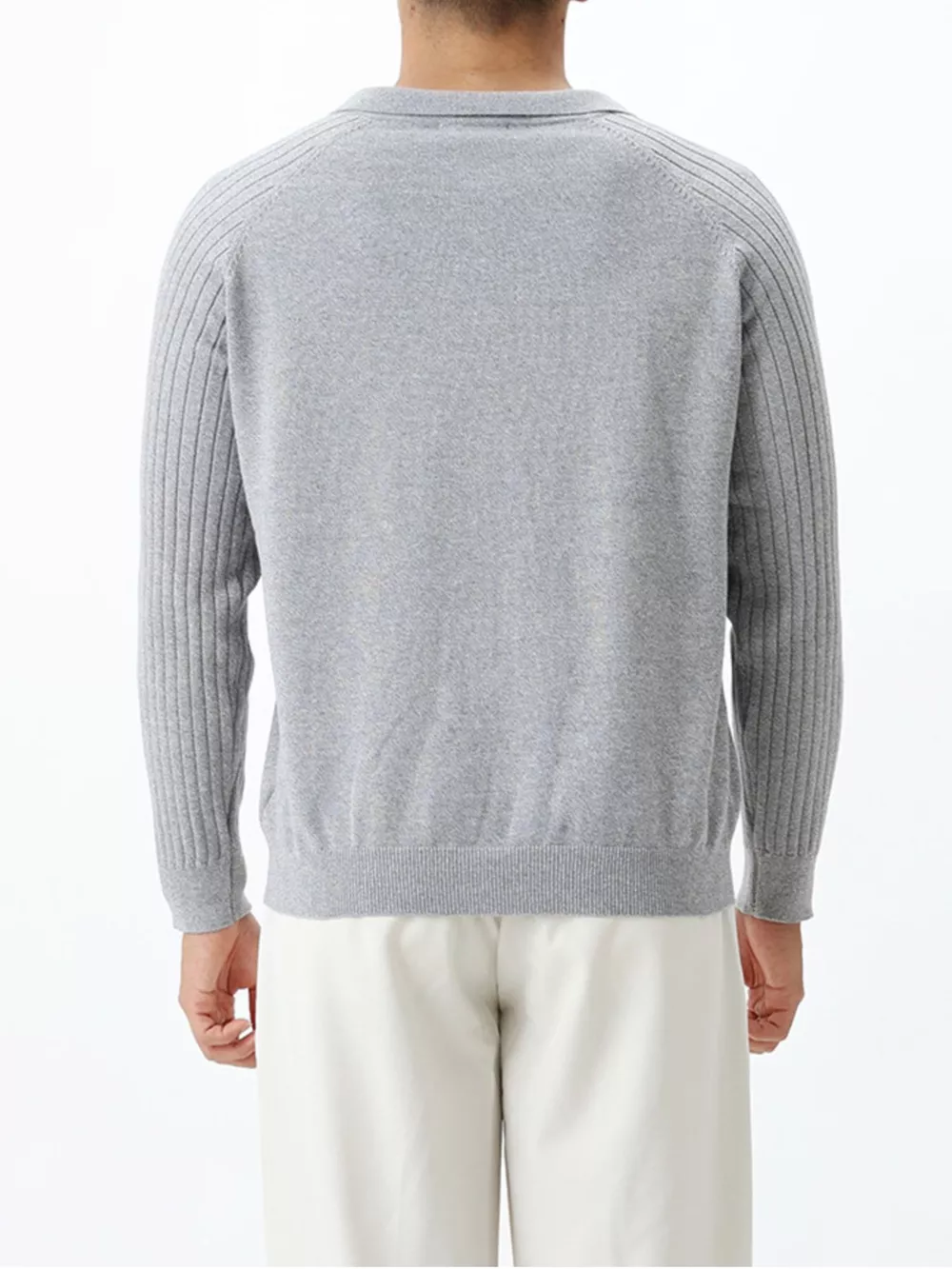Men's Plus Size Classic Fit Ribbed Sleeve Knit Top, image 4
