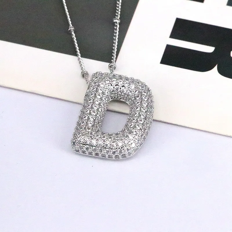 Copper Inlaid Zircon Letter Pendant Necklace, image 6