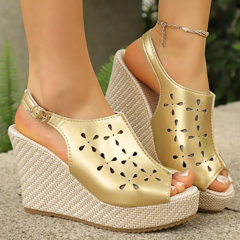 Peep Toe Wedge Sandals, image 8