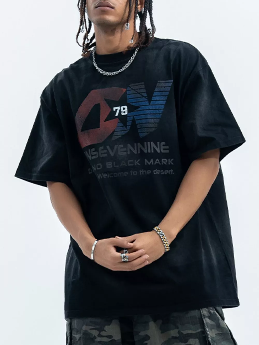 Men's Letter Round Neck Half Sleeve T-Shirt, image 4
