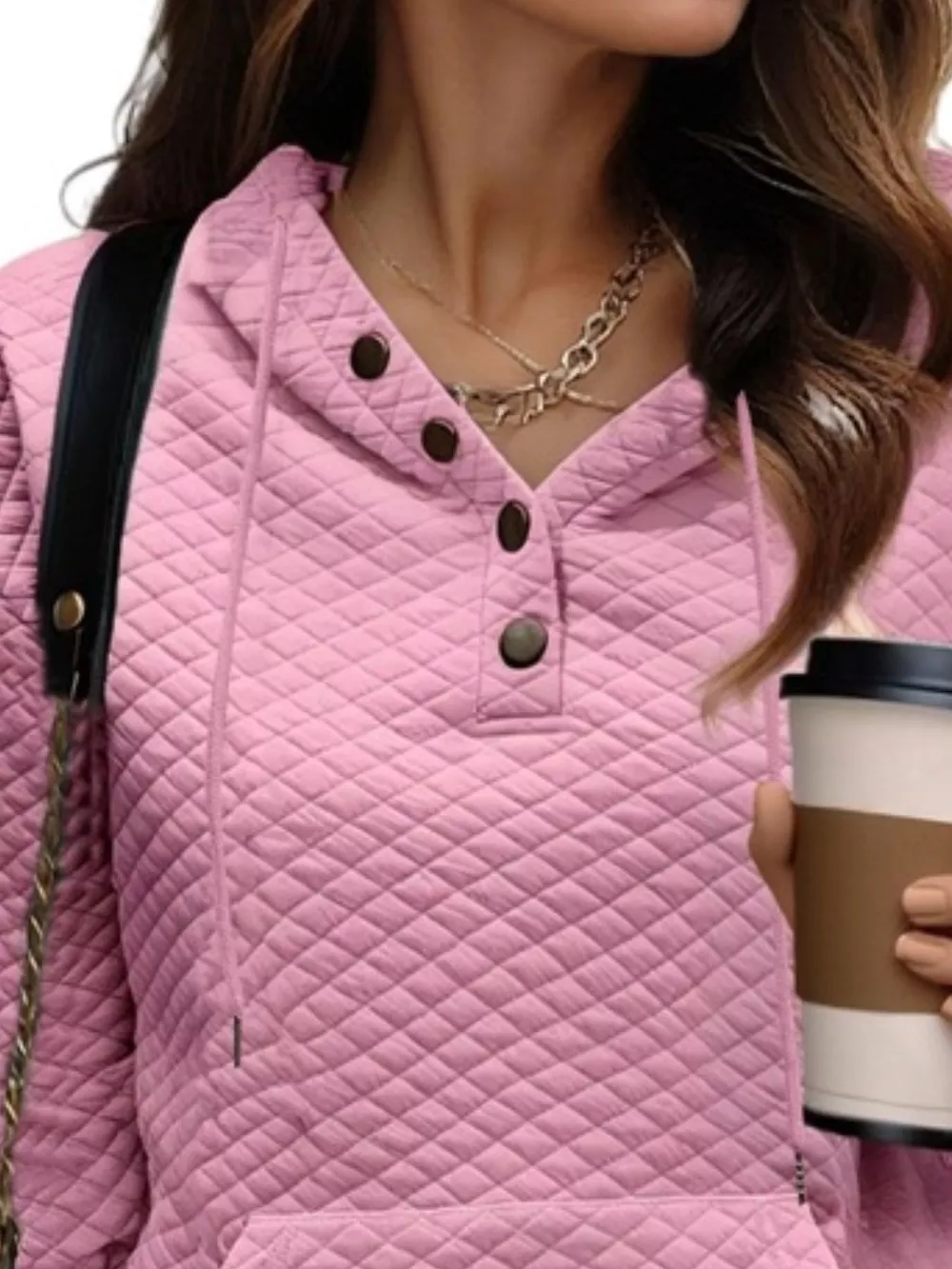 Drawstring Textured Dropped Shoulder Hoodie, image 12