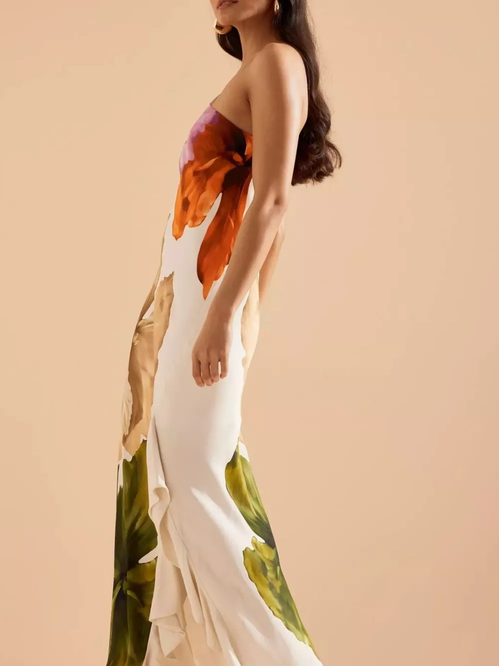Floral Print One-Shoulder Ruffle Hem Maxi Dress, image 5