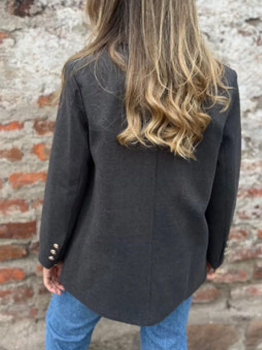 Full Size Double Breasted Long Sleeve Blazer Plus Size, image 11
