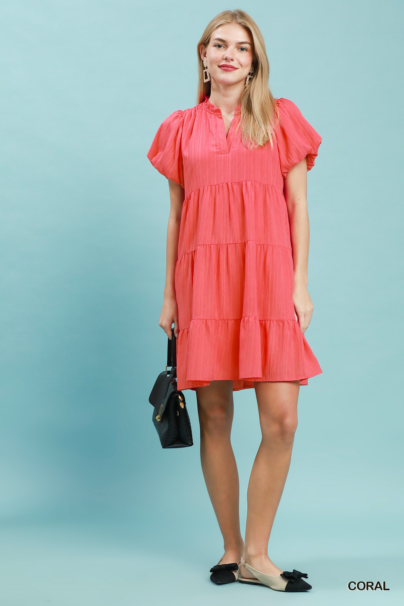 Puff Sleeve Tiered Babydoll Dress, image 4