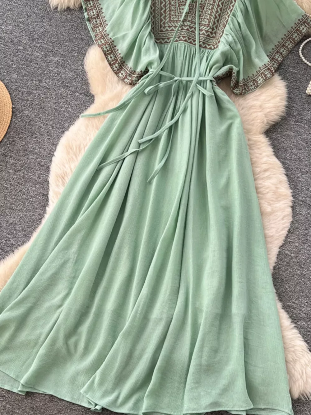Tie Neck Short Sleeve Dress, image 20