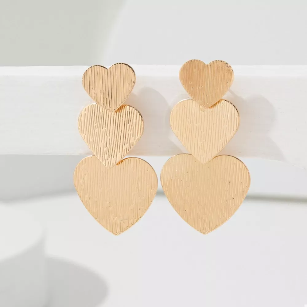 Golden Heart Dangle Earrings, image 4