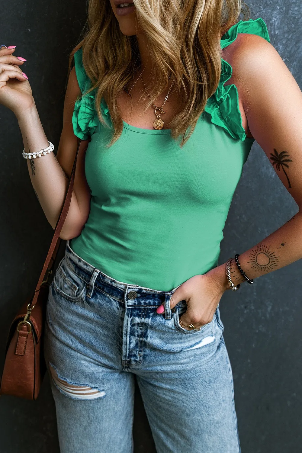 Ruffled Round Neck Tank, image 2