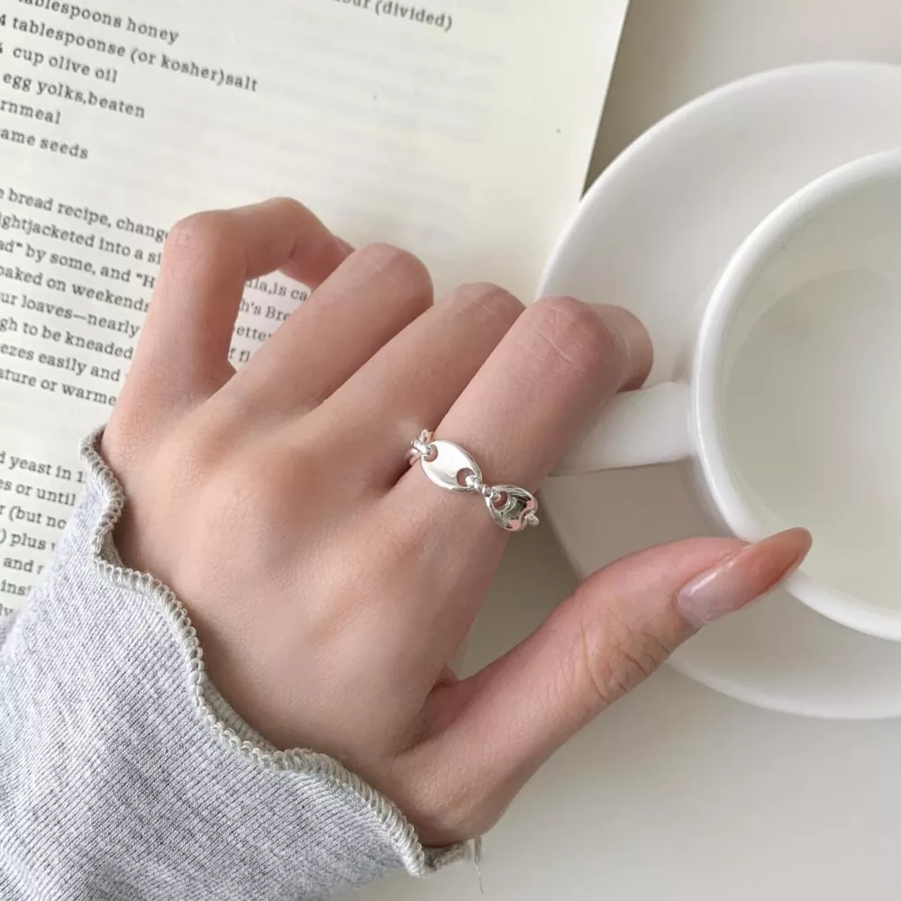 925 Sterling Silver Pig's Snout Ring, image 3
