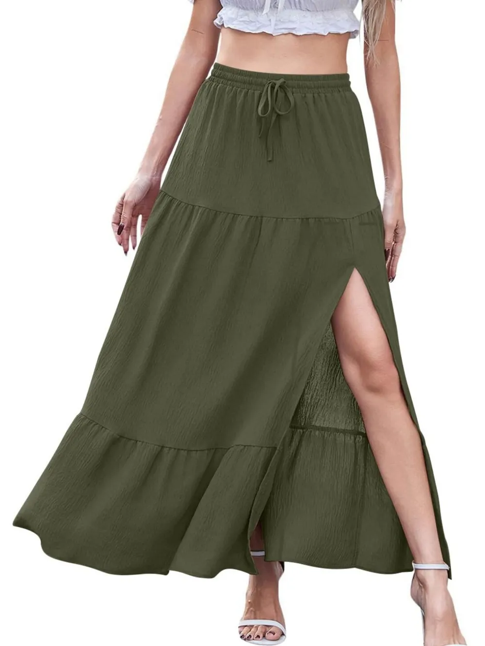 Full Size Slit Maxi Skirt Plus Size, image 5