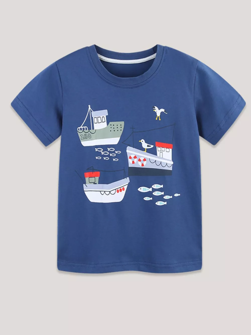 Children's Nautical Boat Print Crew Neck T-Shirt