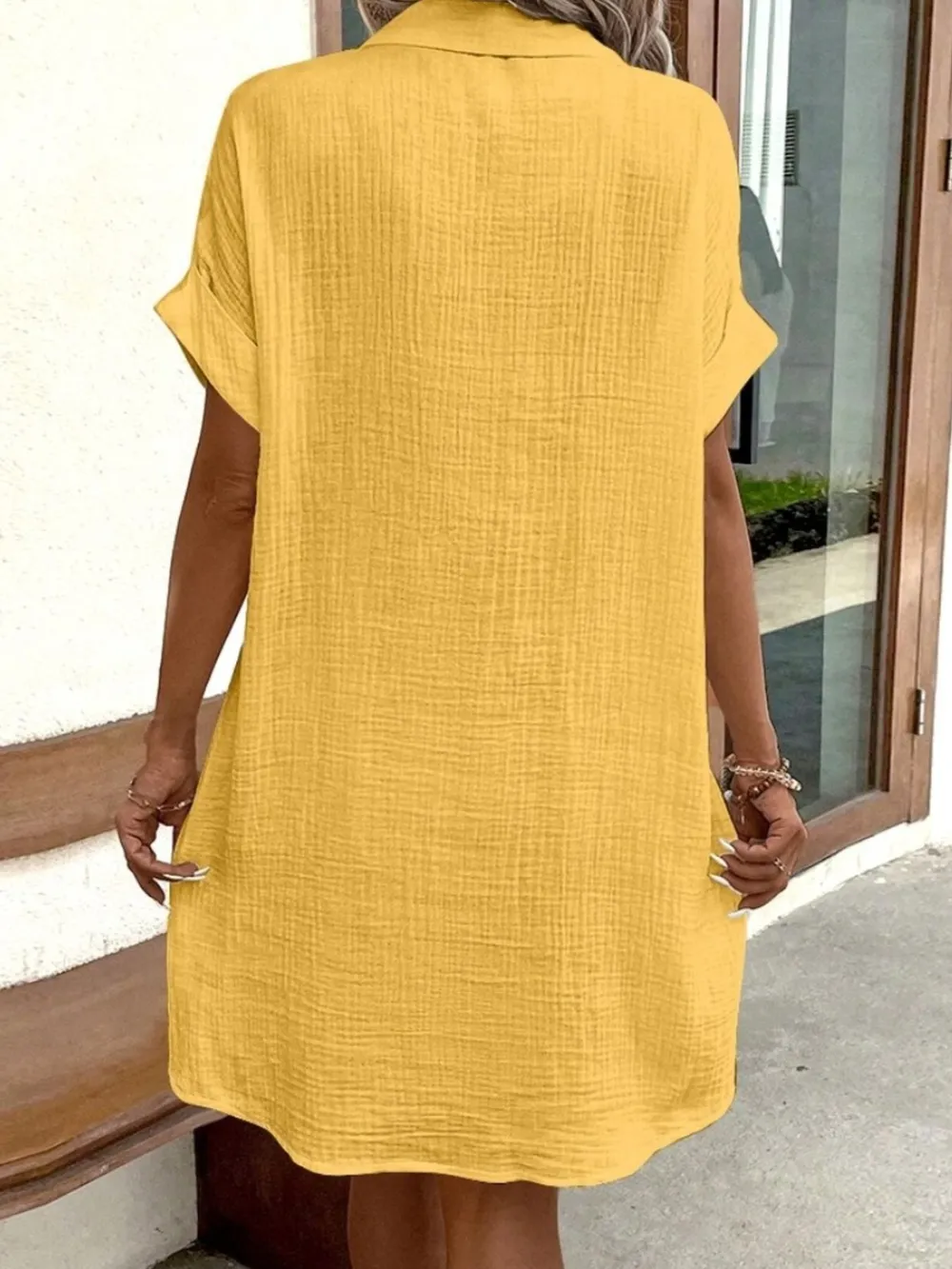 Casual Button Down Shirt Dress with Pockets, image 5
