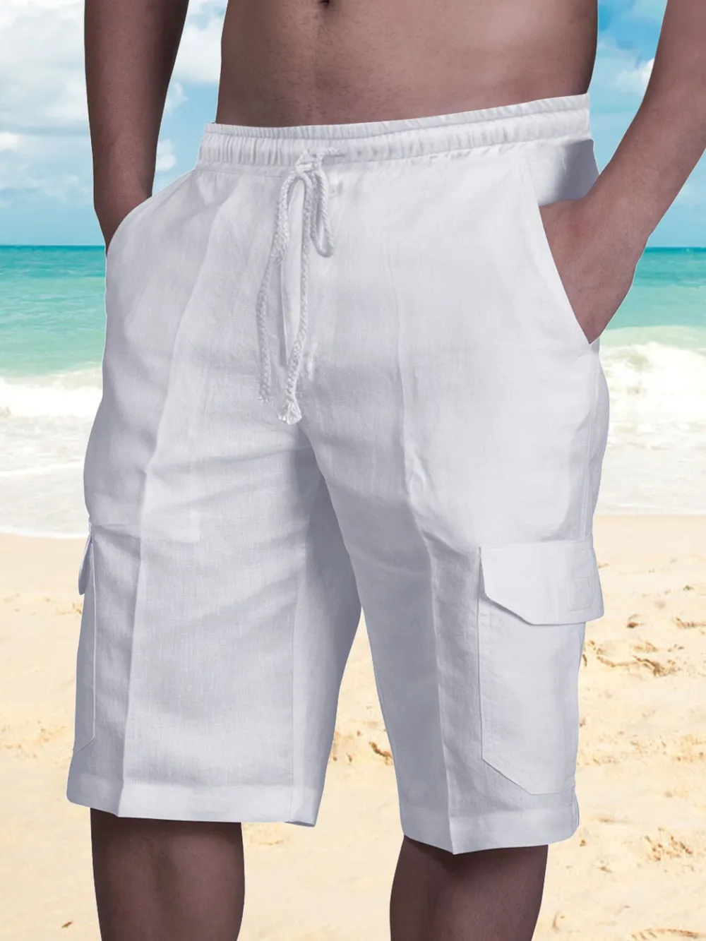 Men's Plus Size Drawstring Pocketed Shorts, image 2