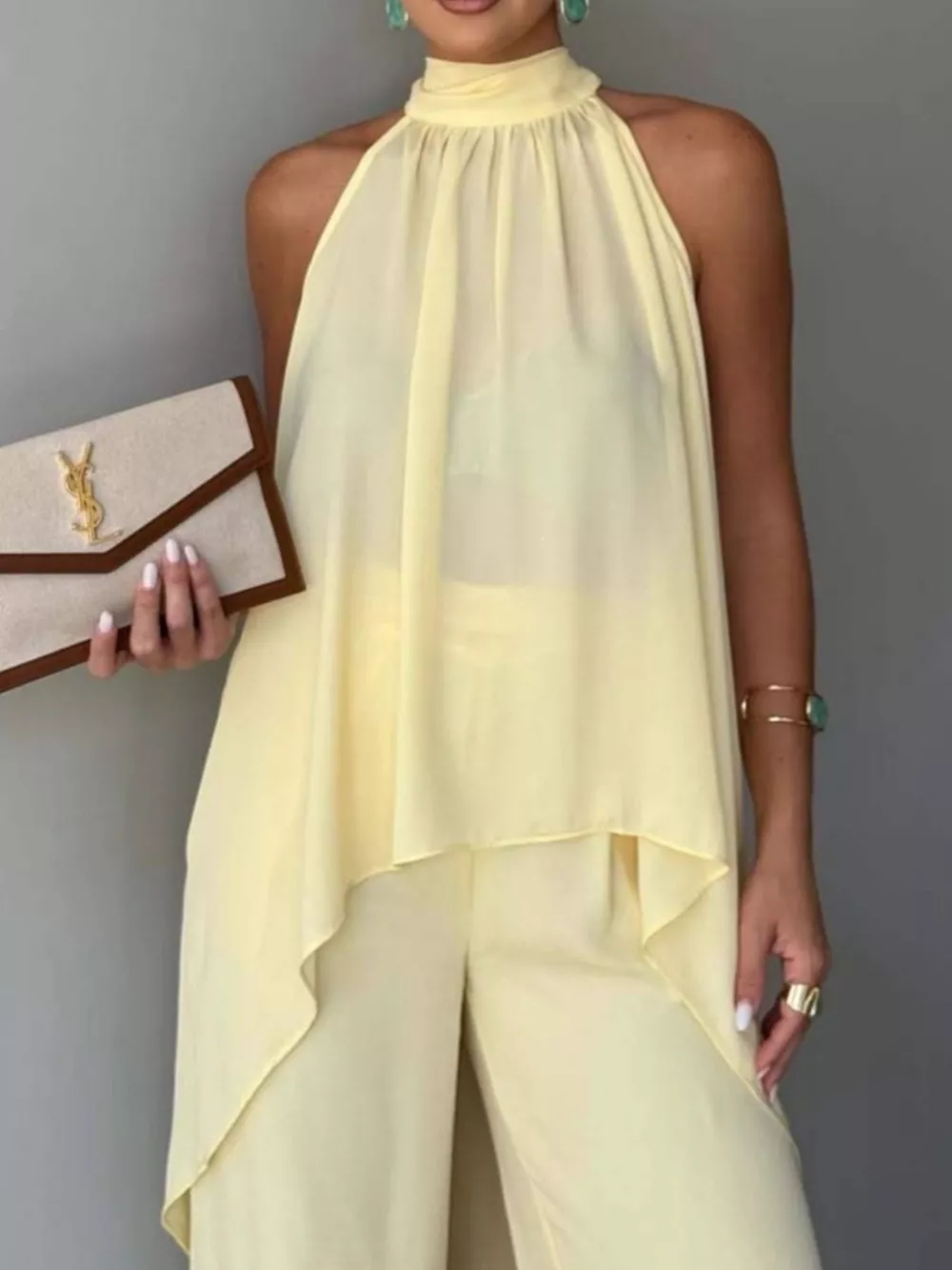 Full Size High-Low Sleeveless Top and Wide-Leg Pants Two-Piece Set Plus Size, image 5